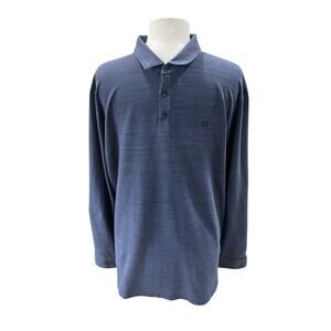 Travis Mathew Polo Men’s Sz XL Blue Long Sleeve Golf Stretch Kawloon Button Cuff